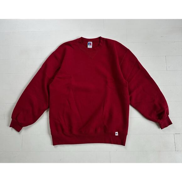 Vintage 90s Russell Athletic Red Crewneck Sweatshirt Large 21.5 x 27 - Picture 2 of 4